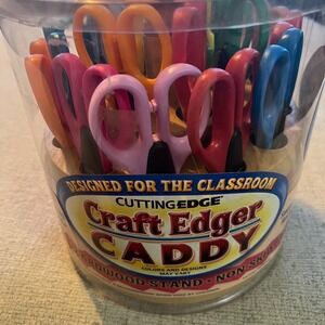 Cutting Edge Kraft Edger Caddy 18 Scissors Set Rotating Hardwood Stand Classroom